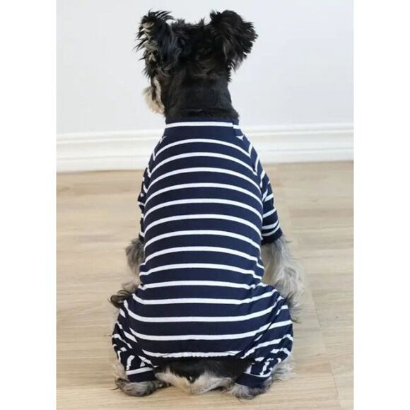 Navy Blue & White‎ Striped Dog Pet XL Pajamas New - Picture 4 of 4